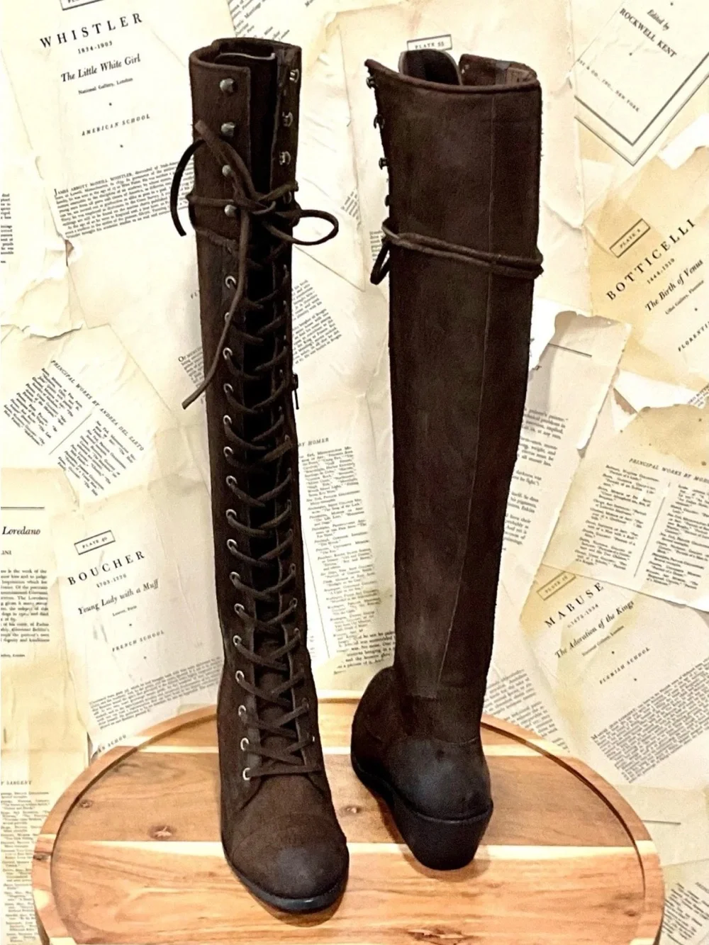 Free People Jeffrey Campbell Joseph Lace Up OTK Boot Brown Suede SAMPLE